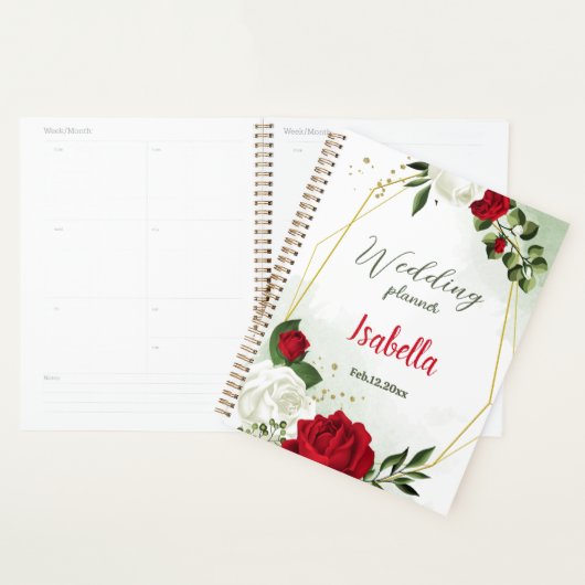 Mooie rode en witte bloemen groen planner (Display)