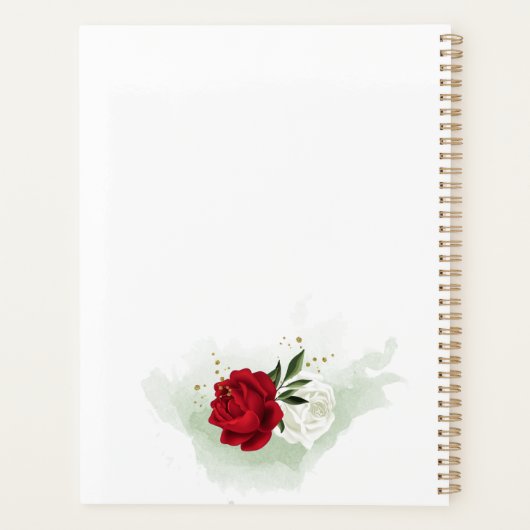 Mooie rode en witte bloemen groen planner (Achterkant)