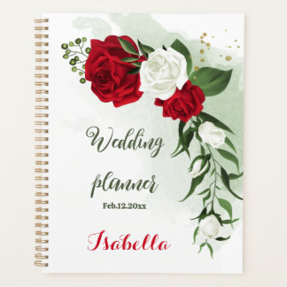 Mooie rode en witte bloemen groen planner