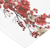 Mooie rode en witte bloementakken kerst korte tafelloper (Hoek)