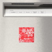 Mooie rode en witte kerstvlokken magneet (Insitu (Vaatwasser))
