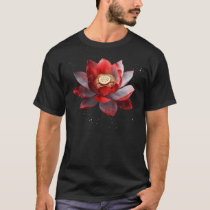 Mooie rode en witte lotusbloem spreckels blo t-shirt