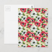 Mooie rode en witte papavers op crème geel briefkaart (Voorkant / Achterkant)