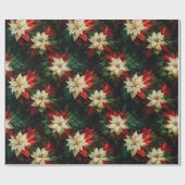 Mooie rode en witte poinsettia's cadeaupapier (Vlak)