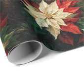 Mooie rode en witte poinsettia's cadeaupapier (Rol Hoek)