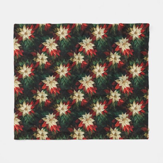 Mooie Rode en Witte Poinsettia's Fleece Deken (Voorkant (Horizontaal))