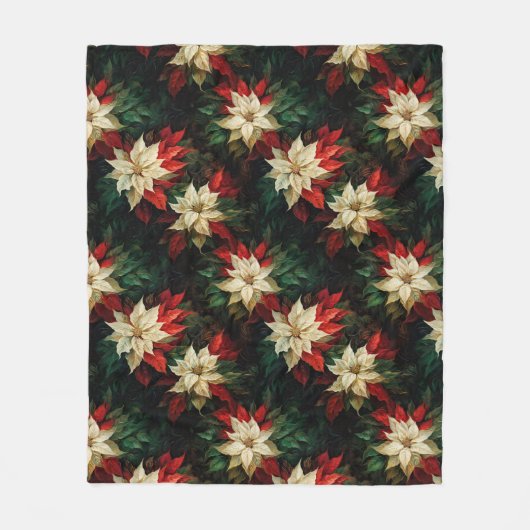 Mooie rode en witte poinsettia's fleece deken (Voorkant)