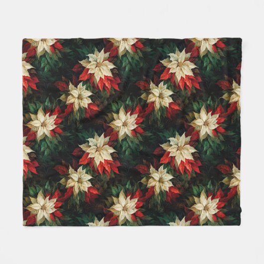 Mooie rode en witte poinsettia's fleece deken (Voorkant (Horizontaal))