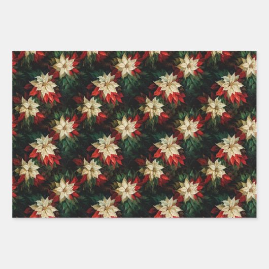 Mooie rode en witte poinsettia's inpakpapier vel (Voorkant 2)