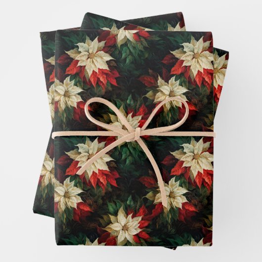 Mooie rode en witte poinsettia's inpakpapier vel (In situ)