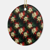 Mooie rode en witte poinsettia's keramisch ornament (Links)