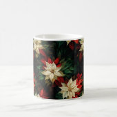 Mooie rode en witte poinsettia's koffiemok (Center)