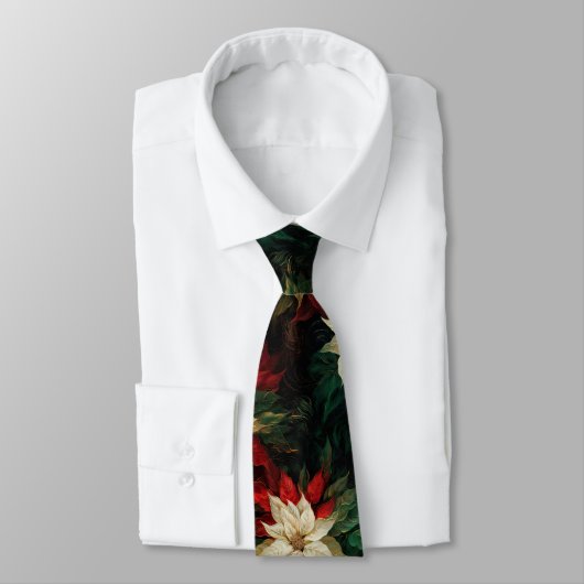 Mooie rode en witte poinsettia's stropdas (Gebonden)