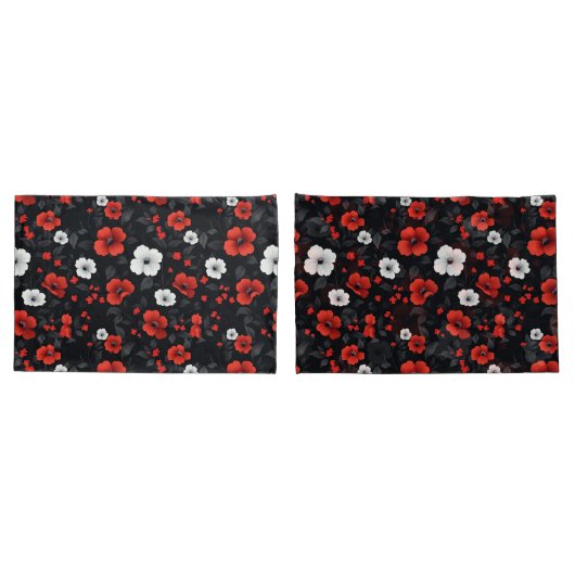 Mooie rode en witte Rozen zwarte achtergrond Kussensloop (Achterkant-Set)