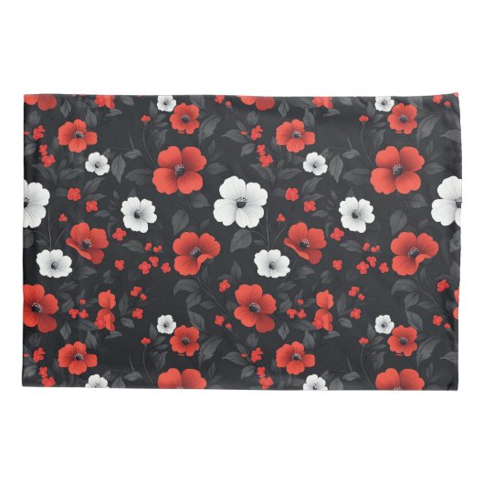 Mooie rode en witte Rozen zwarte achtergrond Kussensloop (Achterkant-Links)