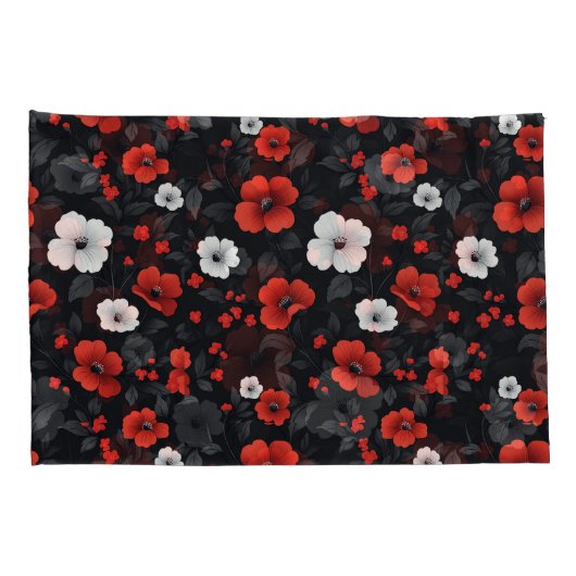 Mooie rode en witte Rozen zwarte achtergrond Kussensloop (Achterkant-Rechts)