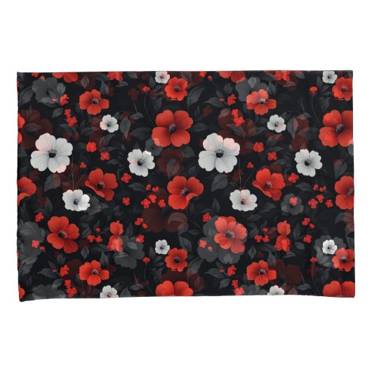 Mooie rode en witte Rozen zwarte achtergrond Kussensloop (Voorkant-Rechts)