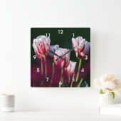 Mooie rode en witte tulpen vierkante klok (Huis)