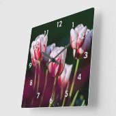 Mooie rode en witte tulpen vierkante klok (Hoek)