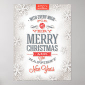 Mooie rode en witte typografie Snowflakes Poster (Voorkant)