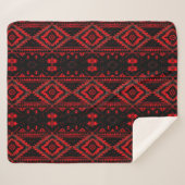Mooie rode en zwarte Native American patroon Sherpa Deken (Voorkant (horizontaal))