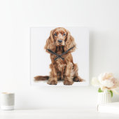 MOOIE RODE ENGELSE COCKER SPANIEL HOND VIERKANTE KLOK (Huis)