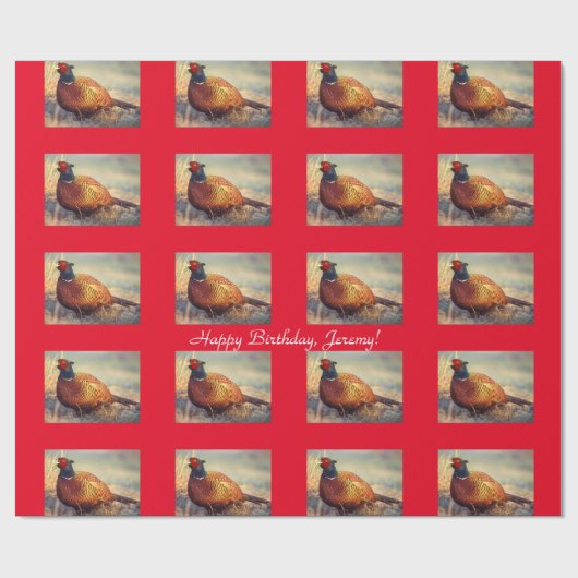 Mooie rode fazant cadeaupapier (Vlak)