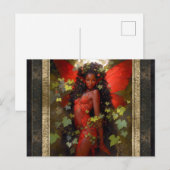Mooie rode fee vrouw fantasy kunst briefkaart (Voorkant / Achterkant)