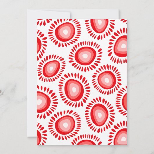 Mooie rode funky bloemen bruiloft uitnodiging (Achterkant)