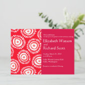 Mooie rode funky bloemen bruiloft uitnodiging (Staand voorkant)