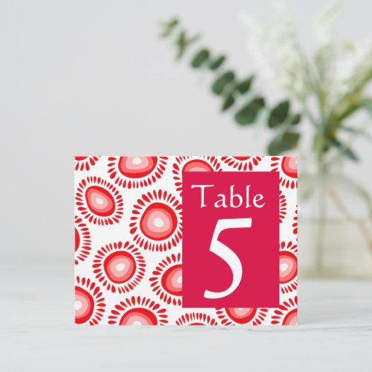 Mooie rode funky bloemtafel Nummer Briefkaart (Staand voorkant)