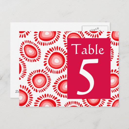 Mooie rode funky bloemtafel Nummer Briefkaart (Voorkant / Achterkant)