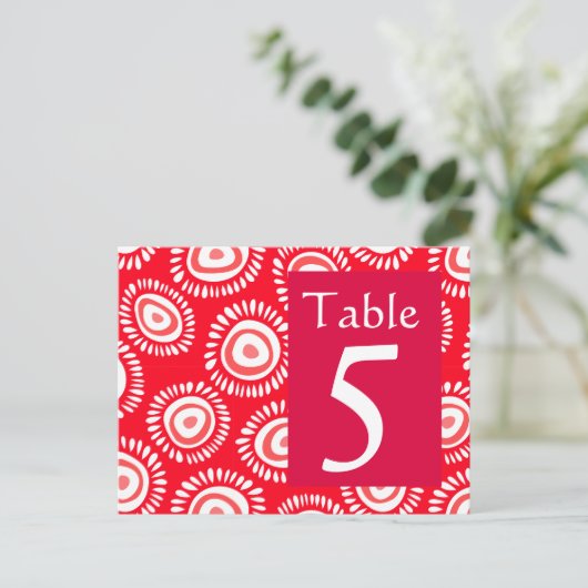 Mooie rode funky bloemtafel Nummer Briefkaart (Staand voorkant)