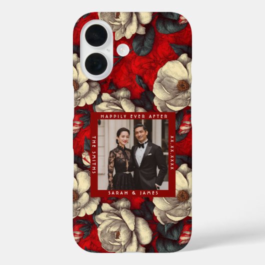 Mooie Rode Gardenia's Bloemblad Boho Bruiloft Case-Mate iPhone Case (Achterkant)