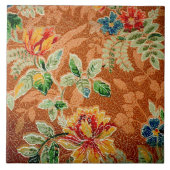 Mooie rode gele behangselpapier tegeltje (Voorkant)