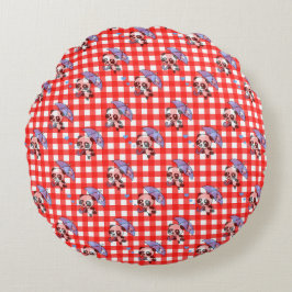 Mooie rode geruite gingham rond kussen
