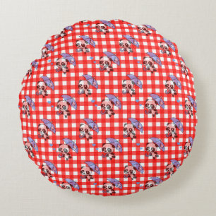 Mooie rode geruite gingham rond kussen