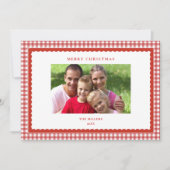 Mooie rode geruite Kerstmis fotokaart Feestdagenkaart (Voorkant)