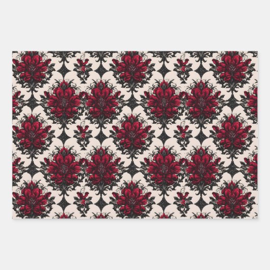Mooie rode gotische Rozen Inpakpapier Vel (Voorkant 3)