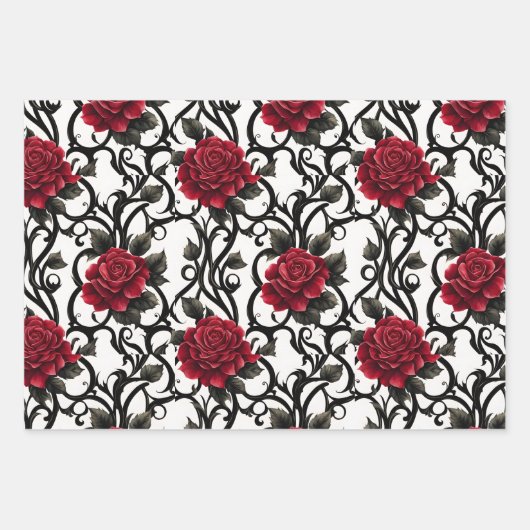 Mooie rode gotische Rozen Inpakpapier Vel (Voorkant 2)