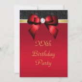 Mooie rode, gouden en zwarte juweel verjaardag kaart (Voorkant)