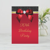 Mooie rode, gouden en zwarte juweel verjaardag kaart (Staand voorkant)