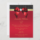 Mooie rode, gouden en zwarte juweel verjaardag kaart (Achterkant)