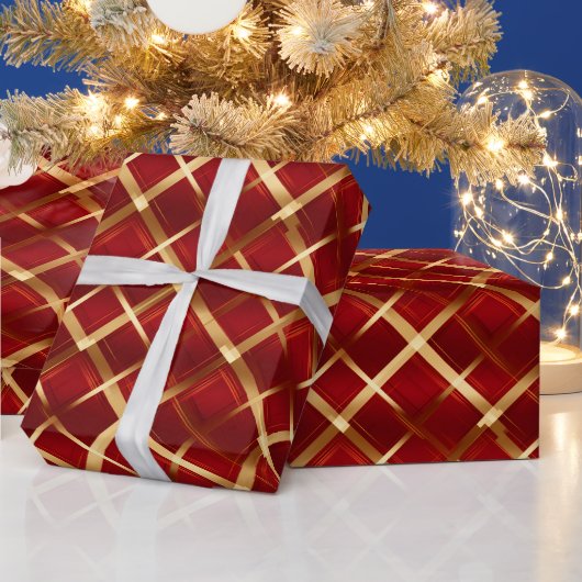 Mooie rode/gouden Kerstmis Cadeaupapier (Feestdagen)