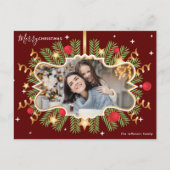 Mooie Rode goudfoto met prettige kerstmis Briefkaart (Voorkant)
