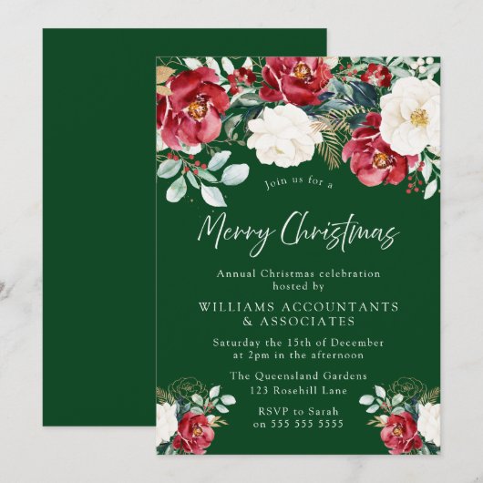 Mooie rode, groene kerstfeestdag kaart (Voorkant / Achterkant)