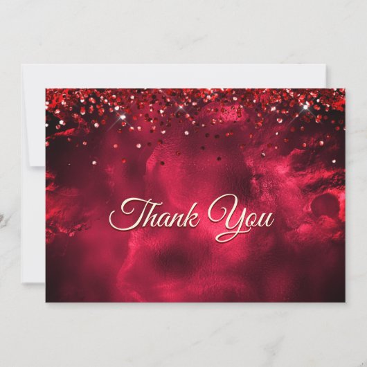 Mooie rode groene monogram marmeren kunst bedankkaart (Voorkant)