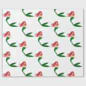 Mooie rode groene zeemeermin vakantie Kerstmis Cadeaupapier (Vlak)
