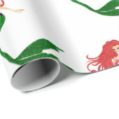 Mooie rode groene zeemeermin vakantie Kerstmis Cadeaupapier (Rol Hoek)