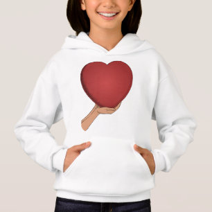 Mooie rode hart afbeelding meisjes witte hoodie